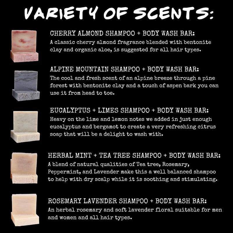  شركة بلوبيرد للصابون مجموعة ألواح شامبو صلبة طبيعية من BLUBYRD Soap Co. - 5 قطع - مجموعة من ألواح الشامبو العضوية لغسل الشعر والجسم | ترطيب طبيعي، صديق للبيئة، بدون نفايات، نباتي - بنكهة الكرز واللوز (شامبو) - Image 3